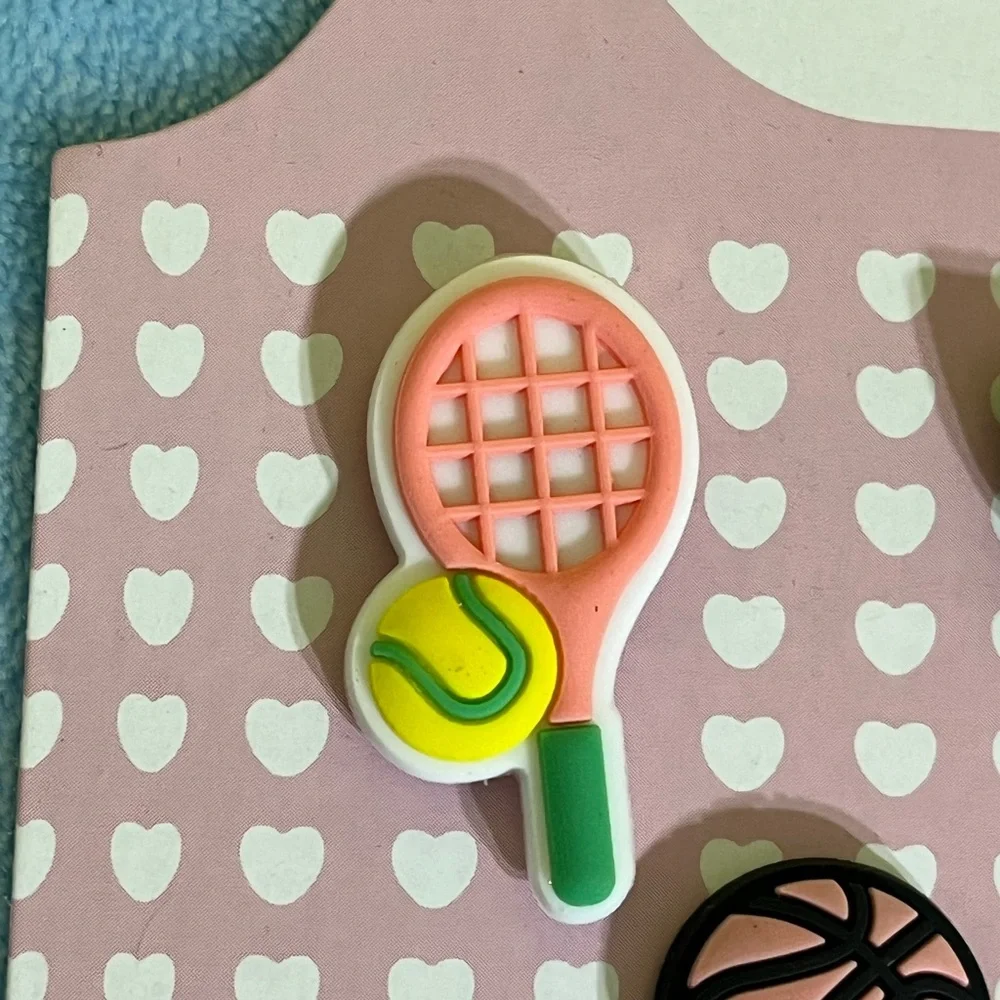 NEW 4 Sports-Themed Charms Jibbitz Set: tennis, baseball, basketball, trophy